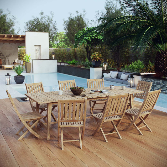Marina 9 Piece Outdoor Patio Teak Dining Set outdoor patio dining set
