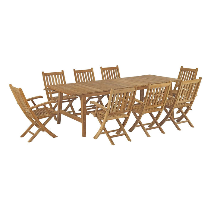 Marina 9 Piece Outdoor Patio Teak Dining Set outdoor patio dining set side view