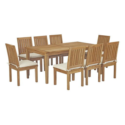 Marina 9 Piece Outdoor Patio Teak Dining Set outdoor patio dining set side view
