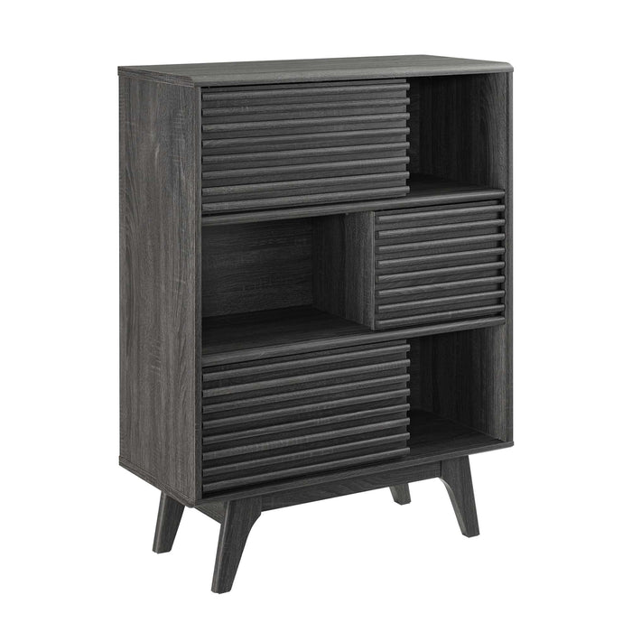 Modway Render Three-Tier Display Storage Cabinet Stand in Brown - Side View