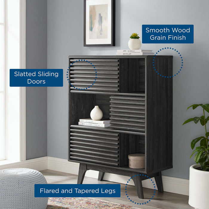 Modway Render Three-Tier Display Storage Cabinet Stand in Brown - Detail View
