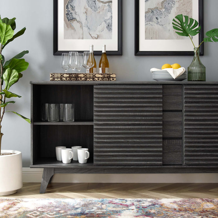 Modway Render 63" Sideboard Buffet Table or TV Stand Living Room Furniture in Brown - Detail View