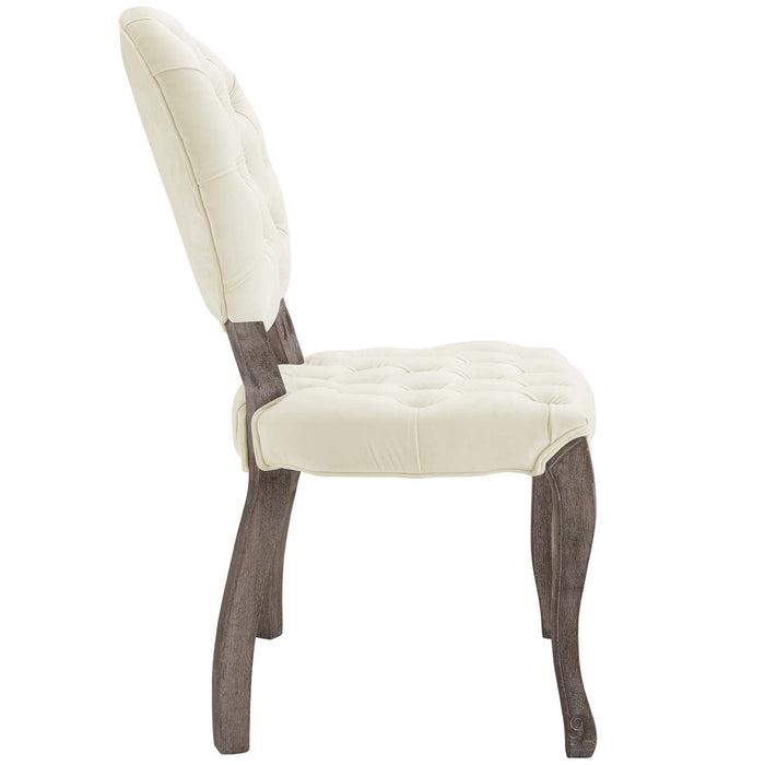 Modway Exhibit French Vintage Dining Performance Velvet Side Chair in Blue - Detail View