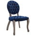 Modway Exhibit French Vintage Dining Performance Velvet Side Chair in Blue