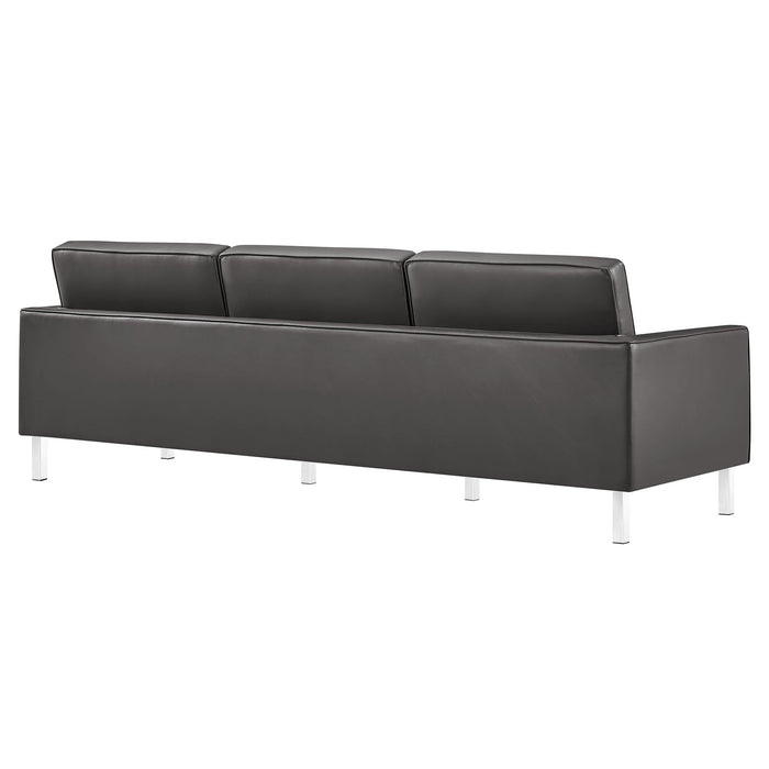 Loft  Tufted Vegan Leather Sofa and Ottoman Set