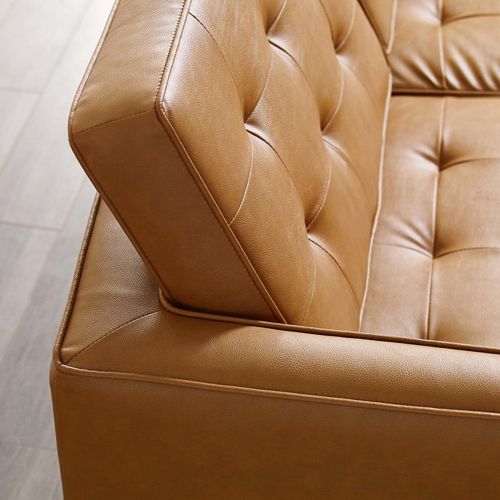 Loft Tufted Faux Leather Sofa - Mid-Century Modern Design with Stainless Steel Frame for Elegance