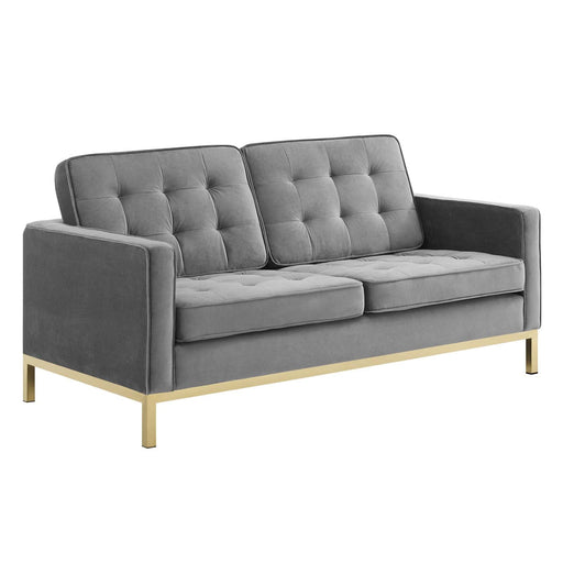 Loft Gold Stainless Steel Leg Performance Velvet Loveseat - alternate angle view