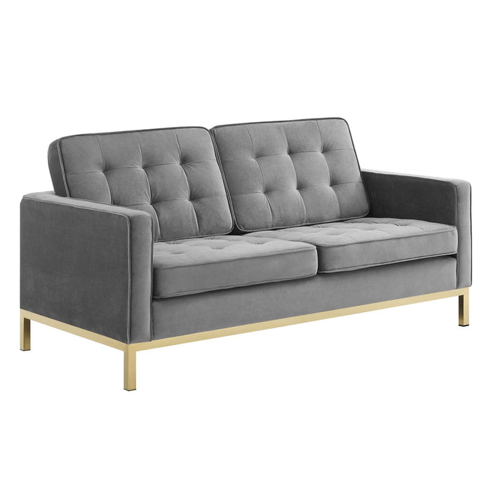 Loft Gold Stainless Steel Leg Performance Velvet Loveseat - alternate angle view