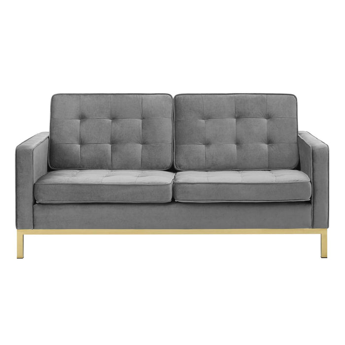 Loft Gold Stainless Steel Leg Performance Velvet Loveseat - view 5