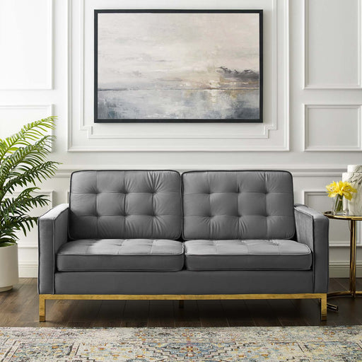 Loft Gold Stainless Steel Leg Performance Velvet Loveseat - Modway \living\loveseats