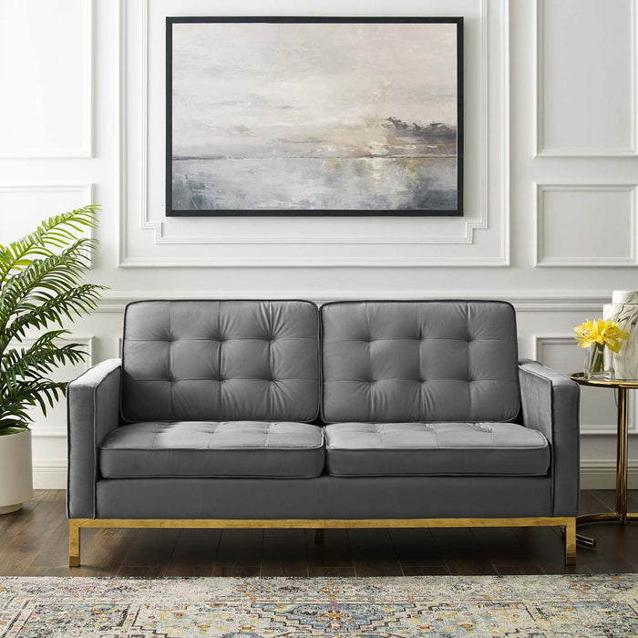 Loft Gold Stainless Steel Leg Performance Velvet Loveseat - Modway \living\loveseats