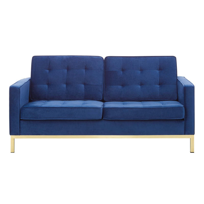 Loft Gold Stainless Steel Leg Performance Velvet Loveseat - view 10