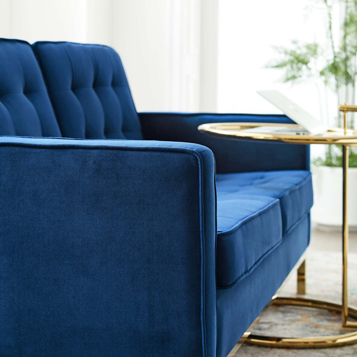 Loft Gold Stainless Steel Leg Performance Velvet Loveseat - view 8