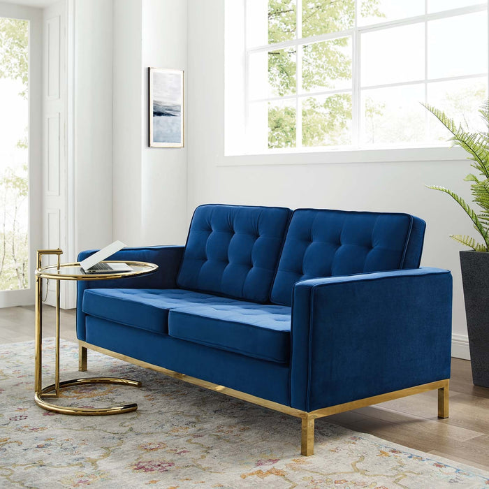 Loft Gold Stainless Steel Leg Performance Velvet Loveseat - view 6
