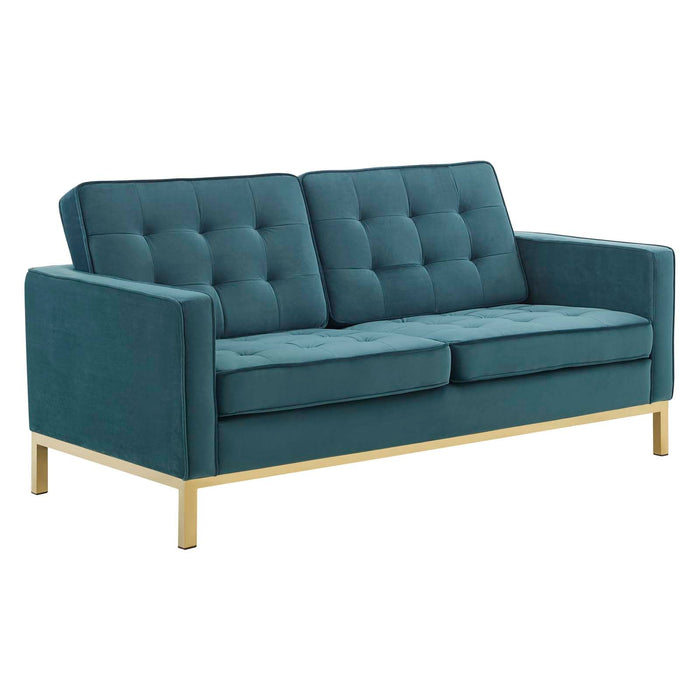 Loft Gold Stainless Steel Leg Performance Velvet Loveseat - view 12