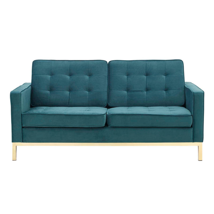 Loft Gold Stainless Steel Leg Performance Velvet Loveseat - view 15