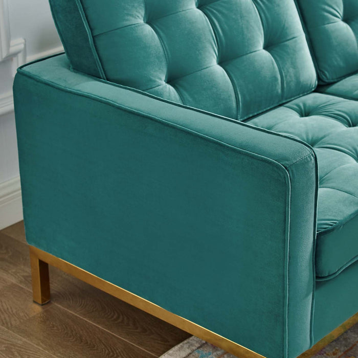 Loft Gold Stainless Steel Leg Performance Velvet Loveseat - view 13