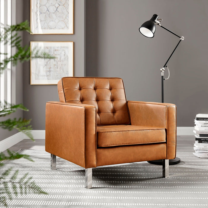 Loft Tufted Vegan Leather Armchair