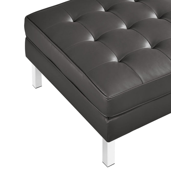 Loft  Tufted Vegan Leather Sofa and Ottoman Set