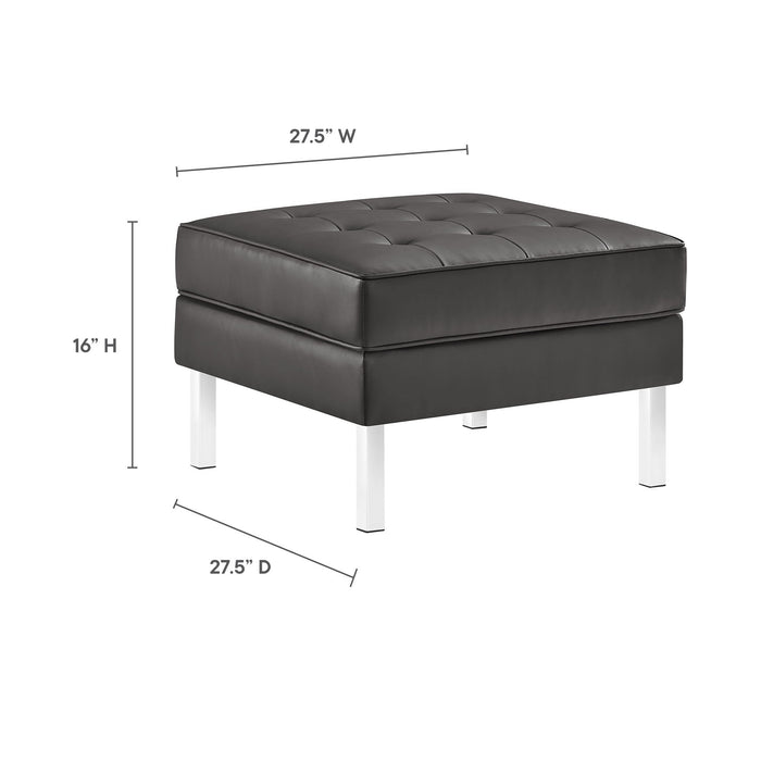Loft  Tufted Vegan Leather Sofa and Ottoman Set