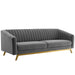 Valiant Vertical Channel Tufted Performance Velvet Sofa Gray EEI-3403-GRY