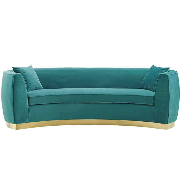 Resolute Curved Performance Velvet Sofa Teal EEI-3408-TEA