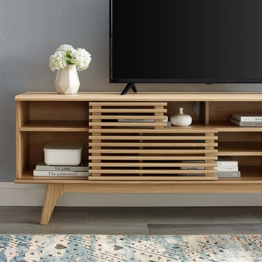 Modway Render 71" Media Console TV Stand Living Room Furniture in Brown - Side View