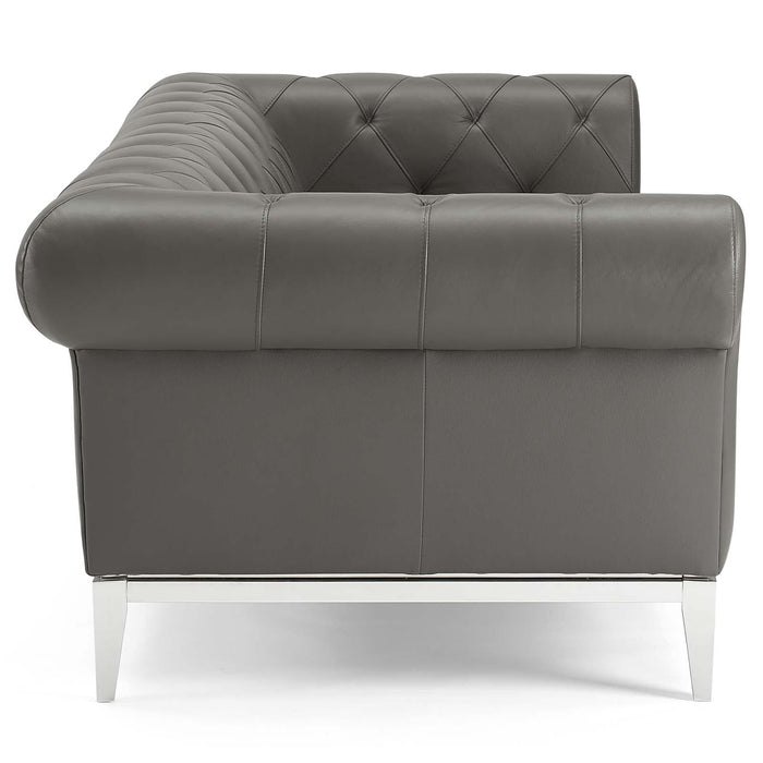 Idyll Tufted Button Upholstered Leather Chesterfield Sofa - in lifestyle setting