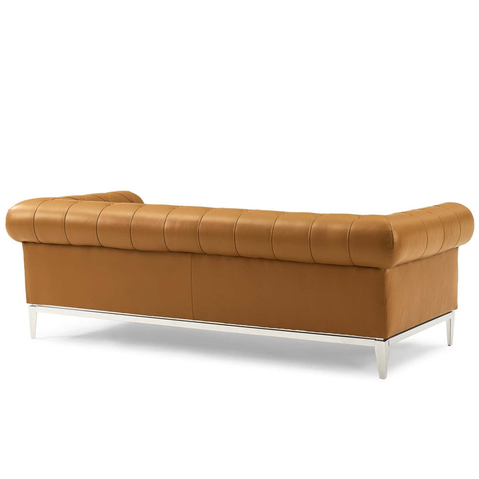 Idyll Tufted Button Upholstered Leather Chesterfield Sofa - view 11