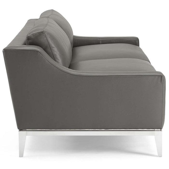 Harness 83.5" Stainless Steel Base Leather Sofa - view 5