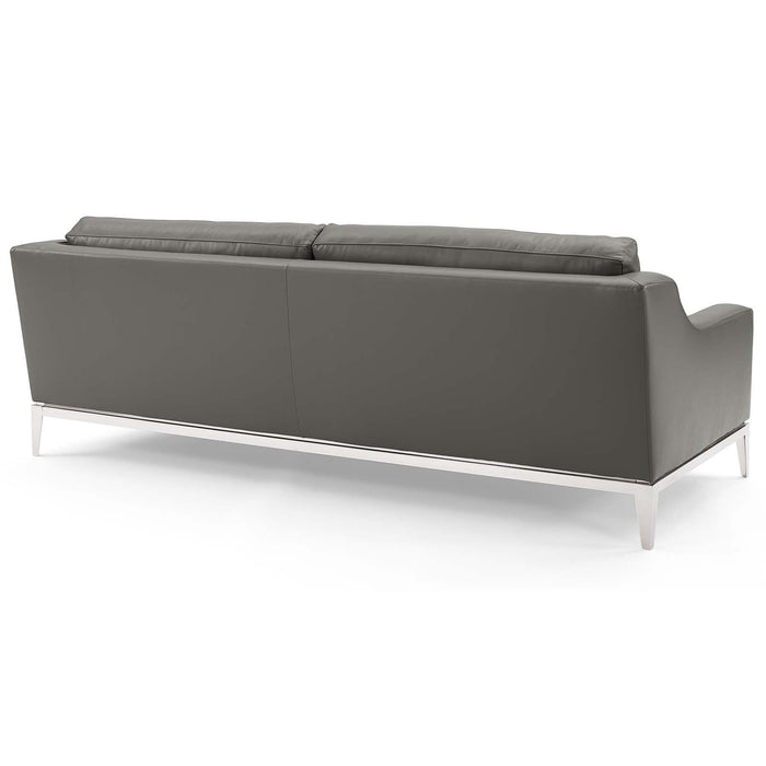 Harness 83.5" Stainless Steel Base Leather Sofa - view 6