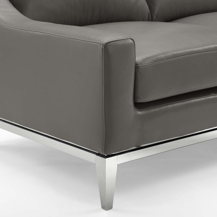 Harness 83.5" Stainless Steel Base Leather Sofa - view 8