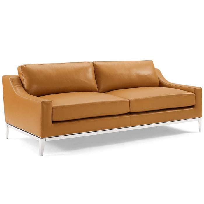 Harness 83.5" Stainless Steel Base Leather Sofa - view 10