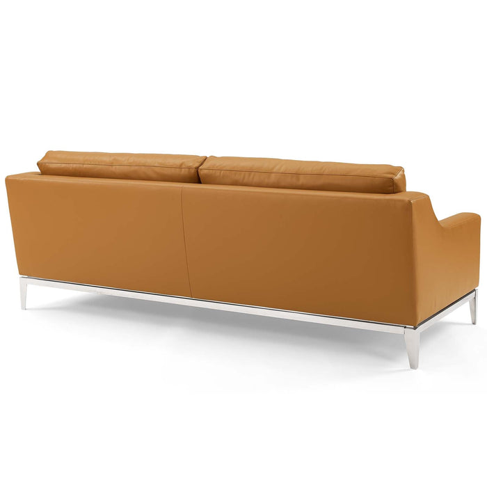 Harness 83.5" Stainless Steel Base Leather Sofa - view 14