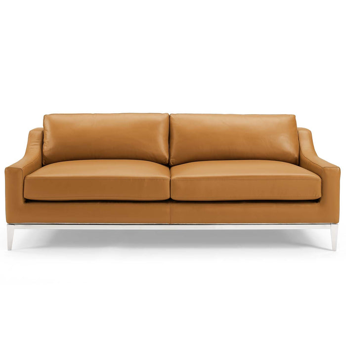 Harness 83.5" Stainless Steel Base Leather Sofa - view 15