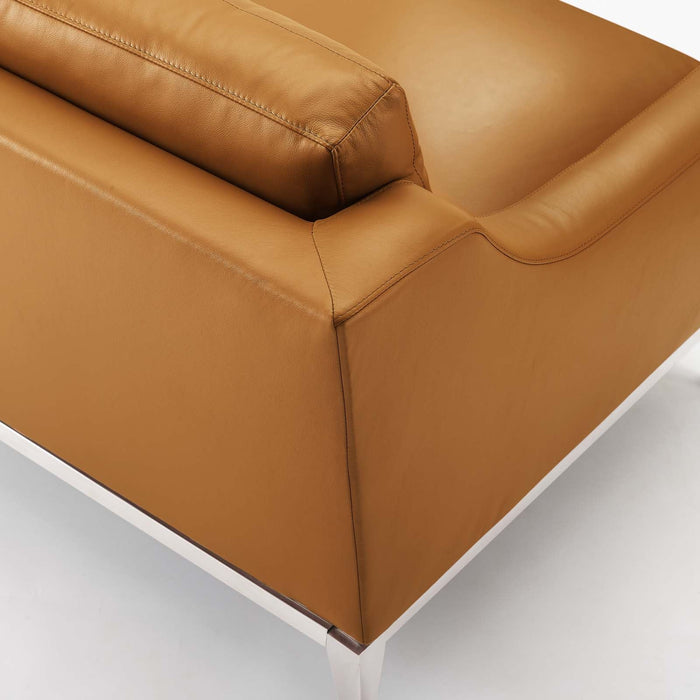 Harness 83.5" Stainless Steel Base Leather Sofa - view 12