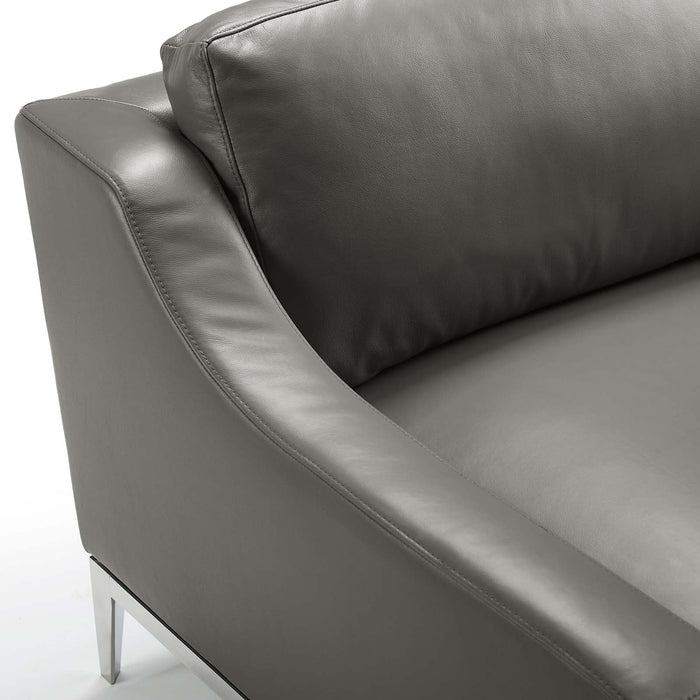 Harness 64" Stainless Steel Base Leather Loveseat - view 6