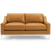 Harness 64" Stainless Steel Base Leather Loveseat - view 12