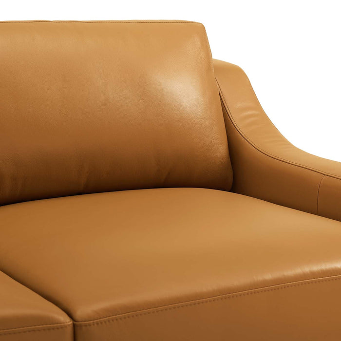 Harness 64" Stainless Steel Base Leather Loveseat - view 13