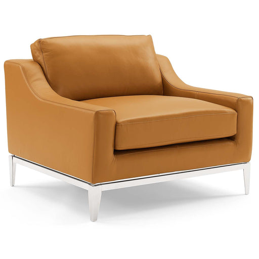 Modway Harness Stainless Steel Base Leather Armchair Living Room Furniture - View 13