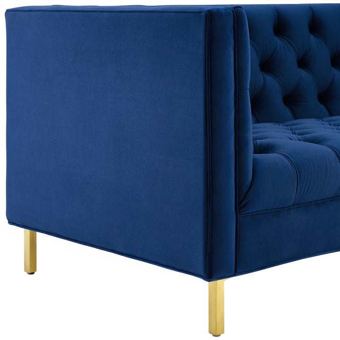 Delight Vintage Glamour Tufted Velvet Sofa with Stain-Resistant Fabric and Gold Stainless Steel Legs