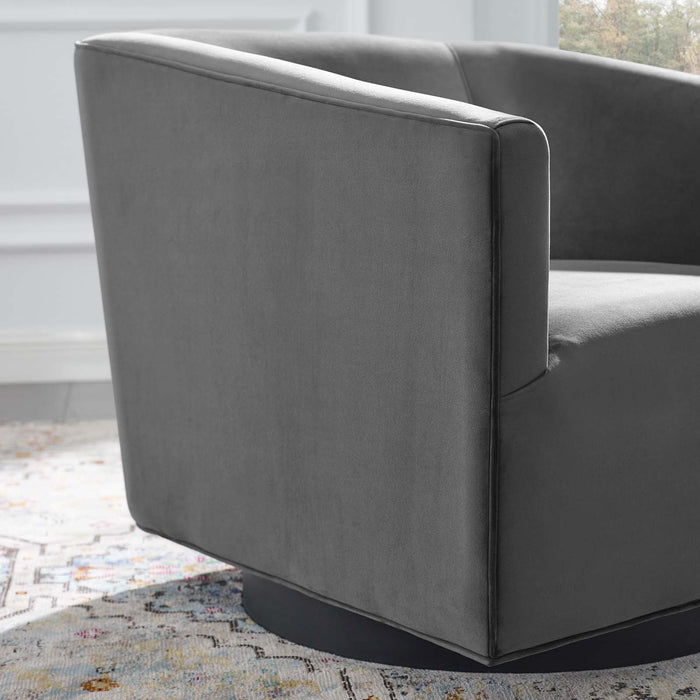 Twist Accent Lounge Performance Velvet Swivel Chair - detail close-up