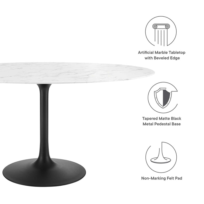 Lippa Oval Artificial Marble Dining Table