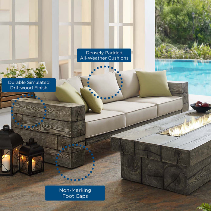 Manteo Rustic Coastal Outdoor Patio Sunbrella®  Sofa - in lifestyle setting