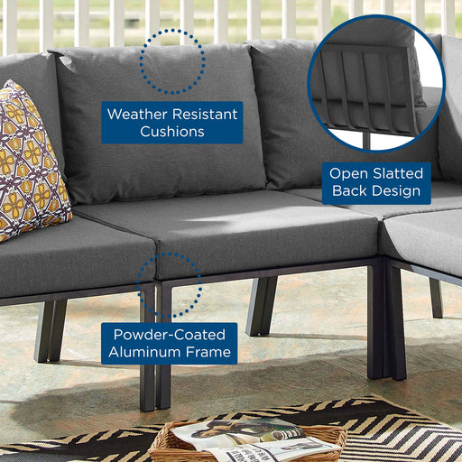 Riverside Outdoor Patio Aluminum Armless Chair - Modway \outdoor\sofas & sectionals