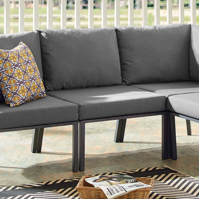Riverside Outdoor Patio Aluminum Armless Chair - detail close-up