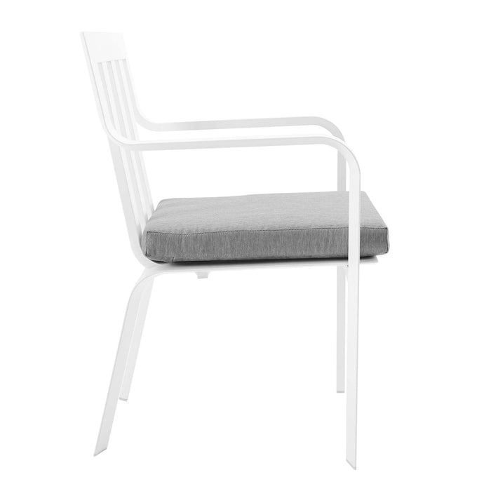 Baxley Stackable Outdoor Patio Aluminum Dining Armchair - in lifestyle setting