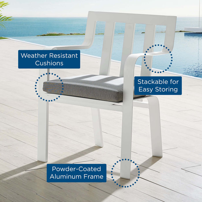 Baxley Stackable Outdoor Patio Aluminum Dining Armchair - detail close-up