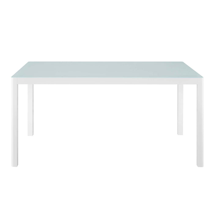 Raleigh 59" Outdoor Patio Aluminum Dining Table - in lifestyle setting