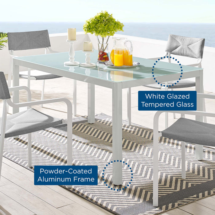 Raleigh 59" Outdoor Patio Aluminum Dining Table - detail close-up